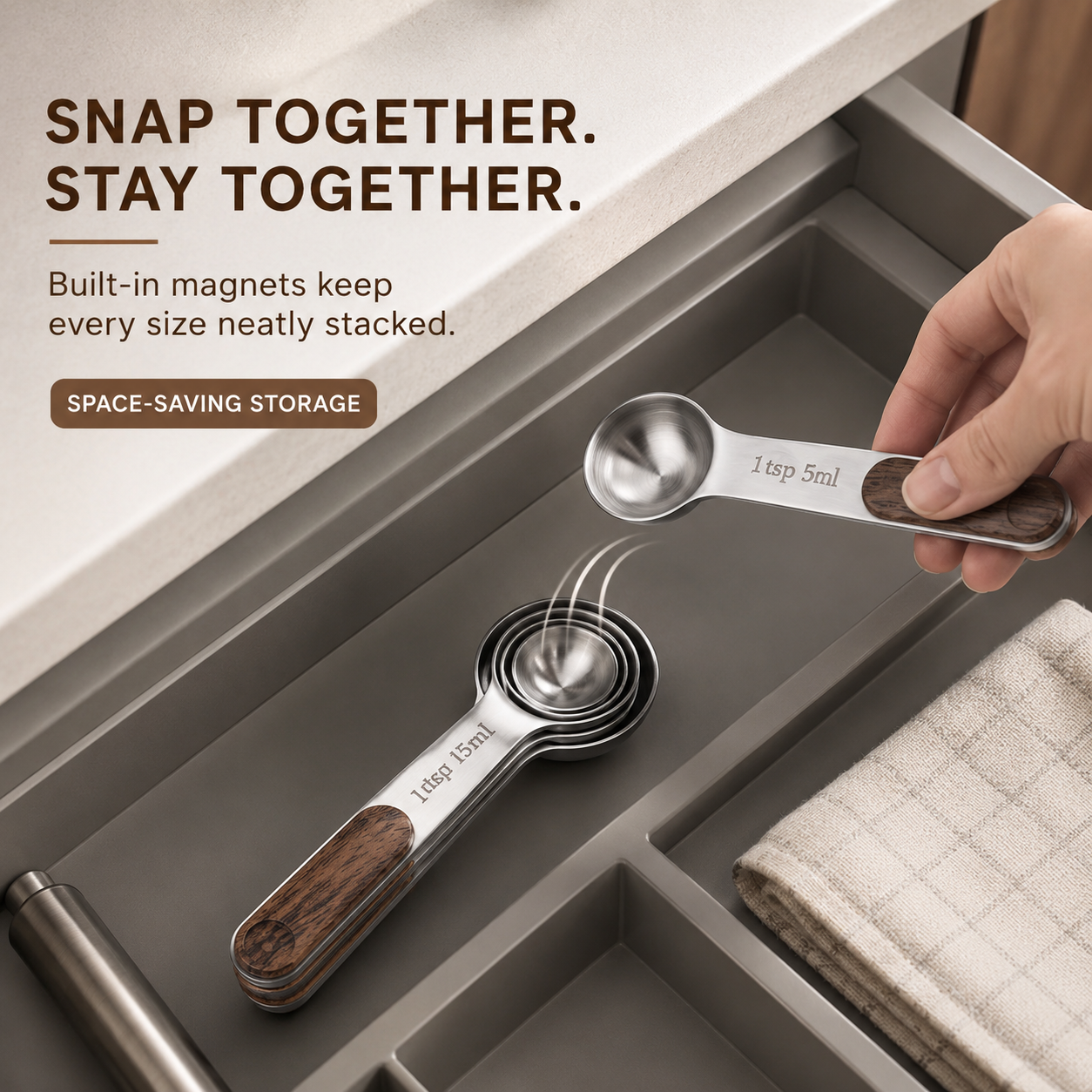 Magnetic Stainless Steel Measuring Spoon Set