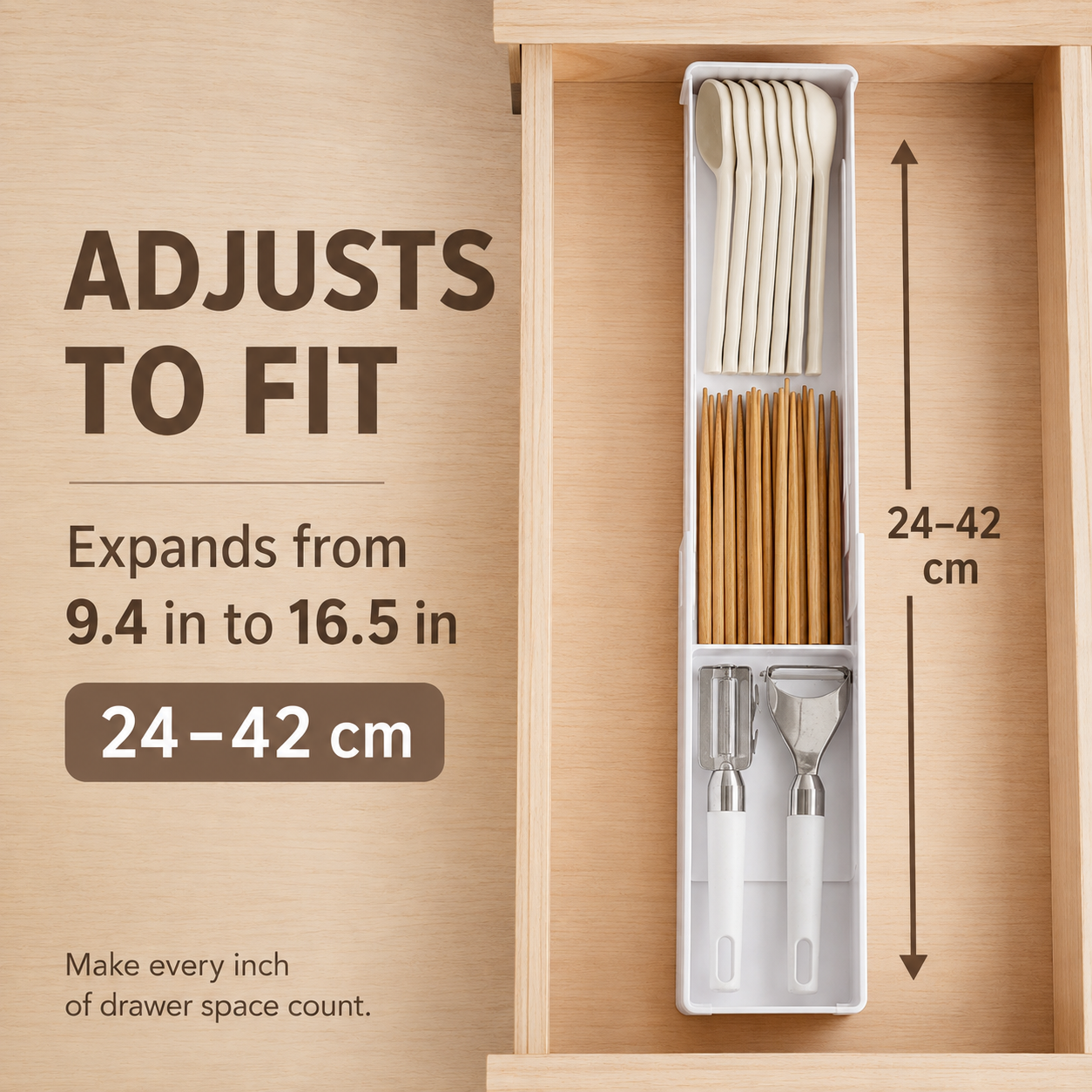 Expandable Drawer Organizer with Adjustable Dividers