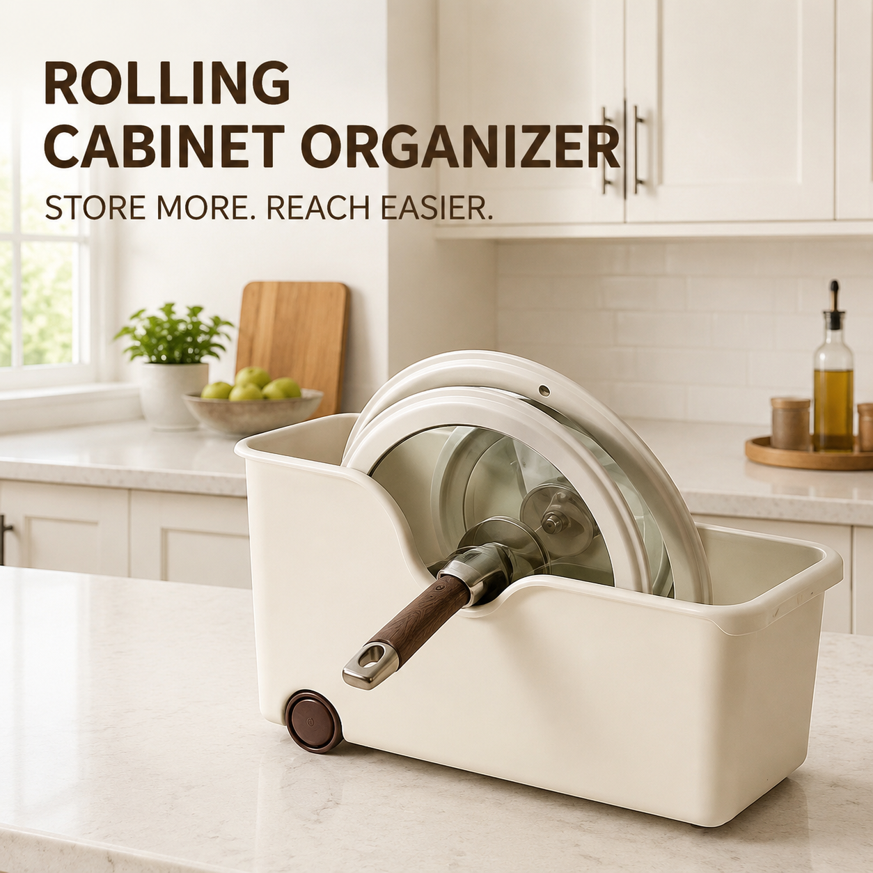 Rolling Deep Cabinet Storage Bin with Wheels