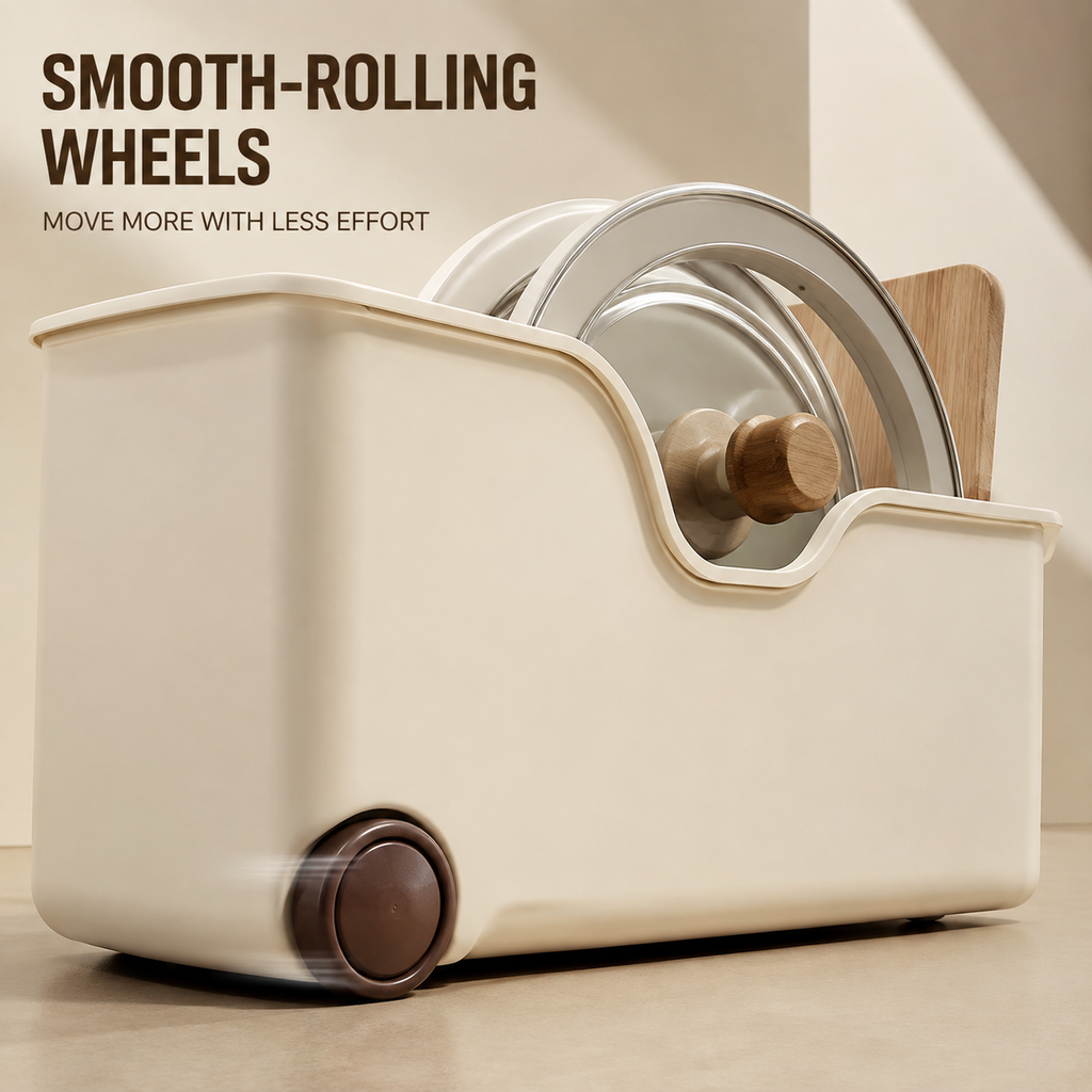 Rolling Deep Cabinet Storage Bin with Wheels