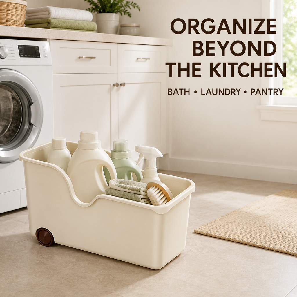 Rolling Deep Cabinet Storage Bin with Wheels
