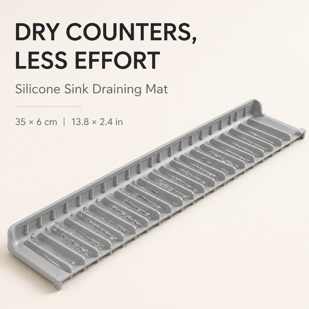 Narrow Silicone Sink Splash Guard &amp; Draining Mat