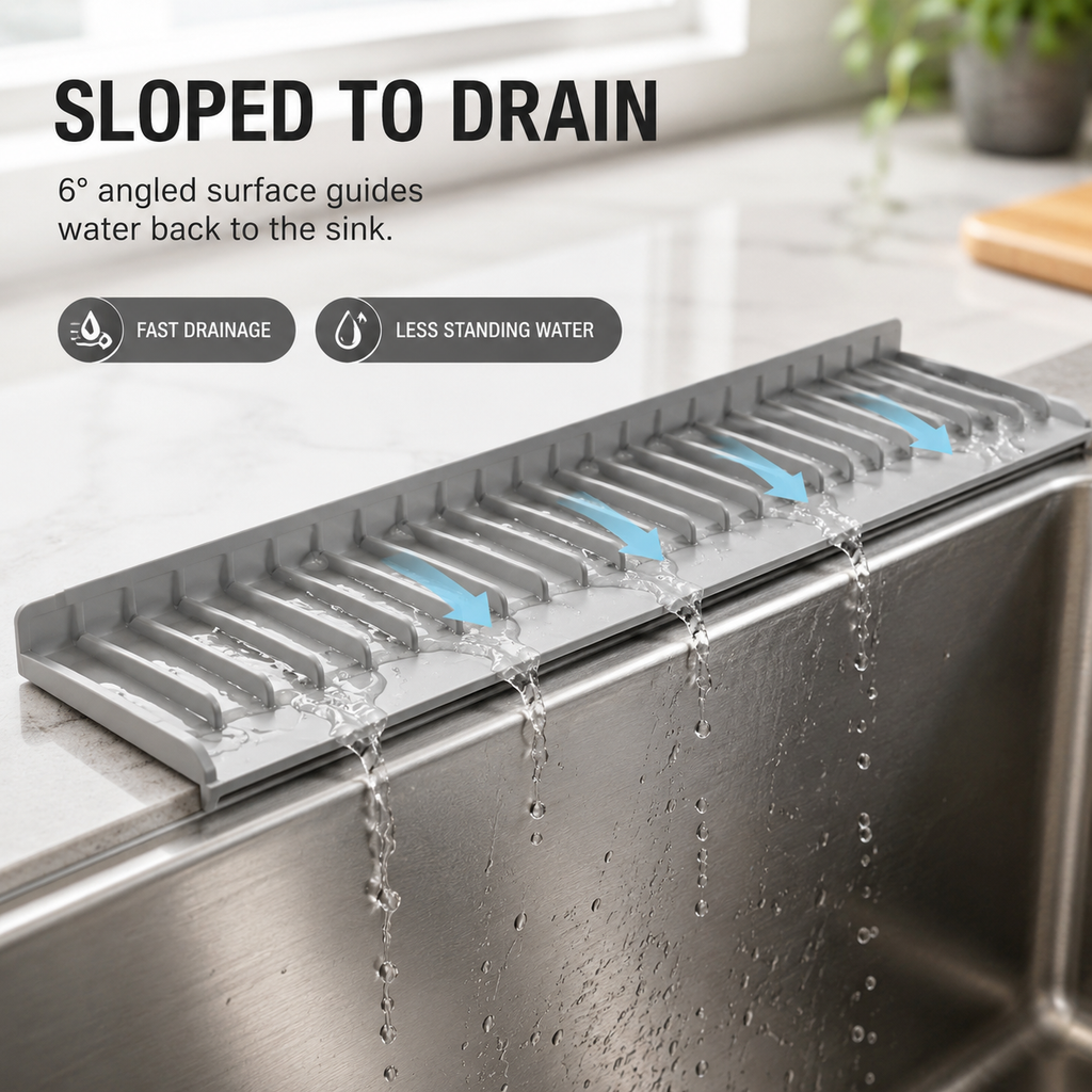 Narrow Silicone Sink Splash Guard &amp; Draining Mat