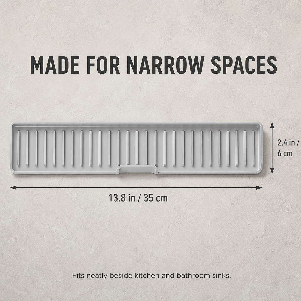 Narrow Silicone Sink Splash Guard &amp; Draining Mat