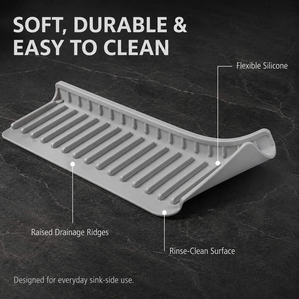 Narrow Silicone Sink Splash Guard &amp; Draining Mat