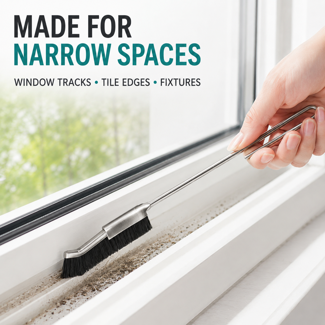 Long-Handle Stainless Steel Crevice Cleaning Brush
