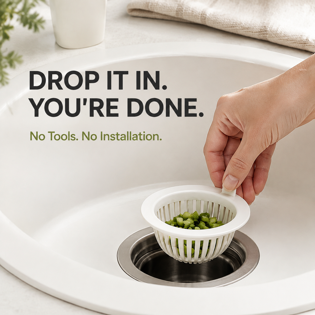 Quick-Dump Kitchen Sink Strainer Basket – Anti-Clog Food Waste Filter