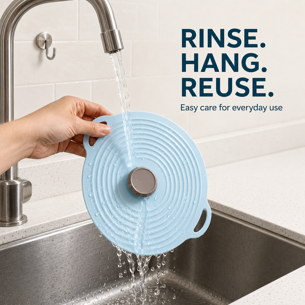 Reusable Silicone Suction Lid with Handle – Universal Food Cover