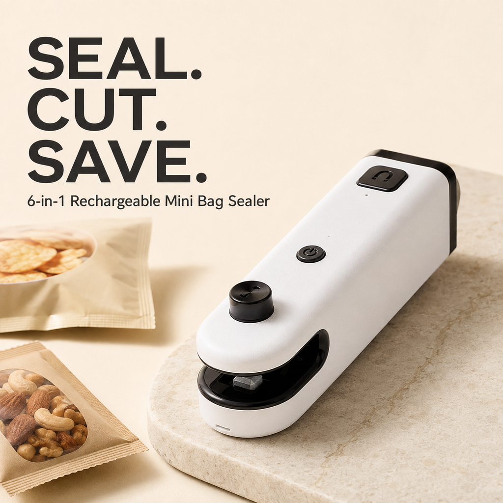 6-in-1 Rechargeable Mini Bag Sealer & Cutter