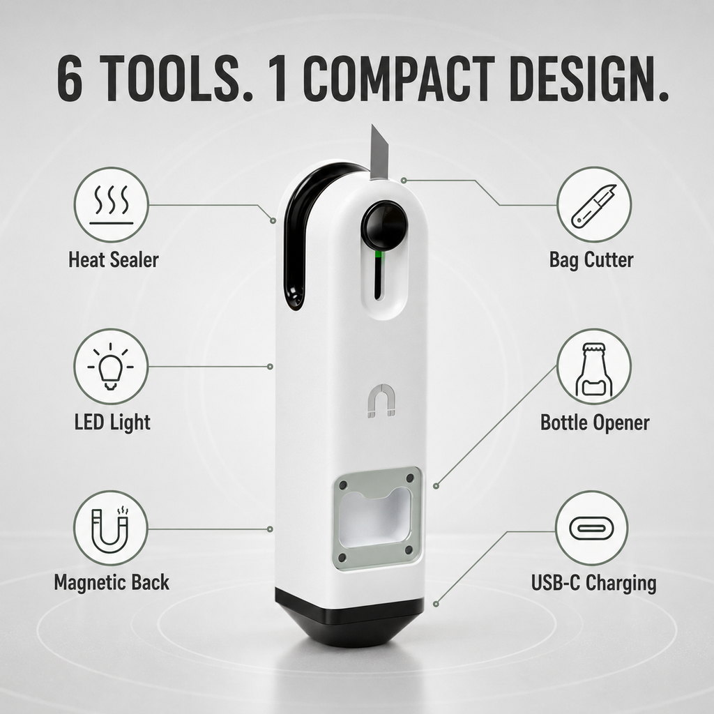 6-in-1 Rechargeable Mini Bag Sealer & Cutter