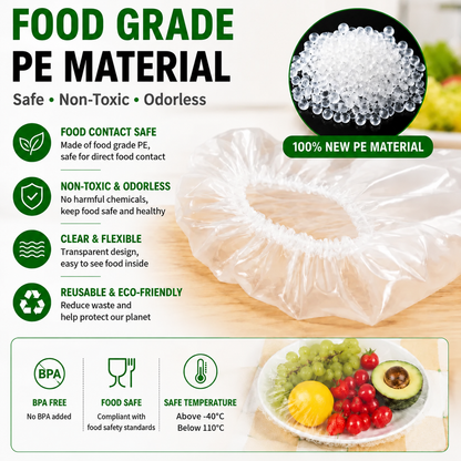 100PCS Disposable Stretch Food Covers for Bowls & Plates