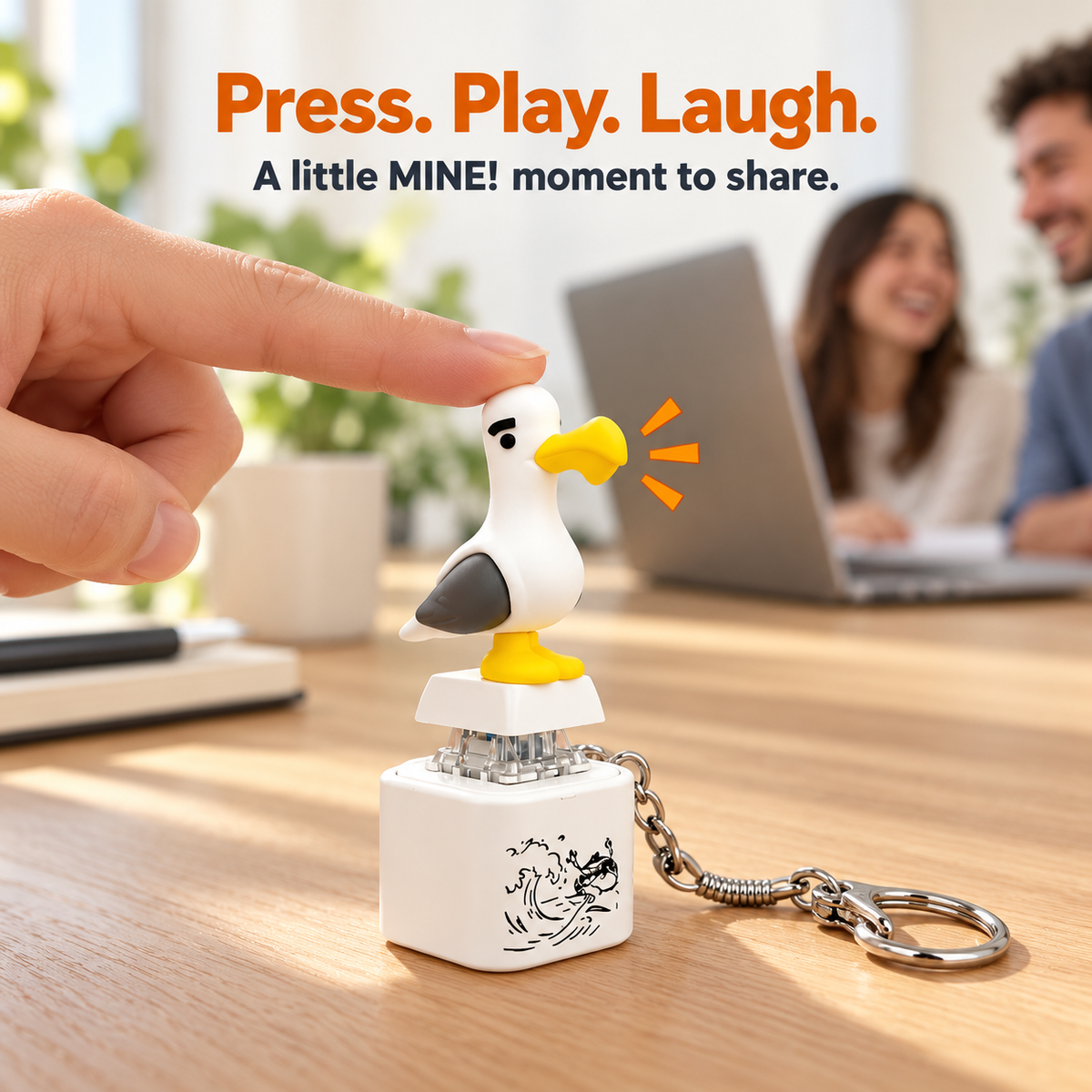 Seagull MINE! Button Keychain-Real Sound & LED Light